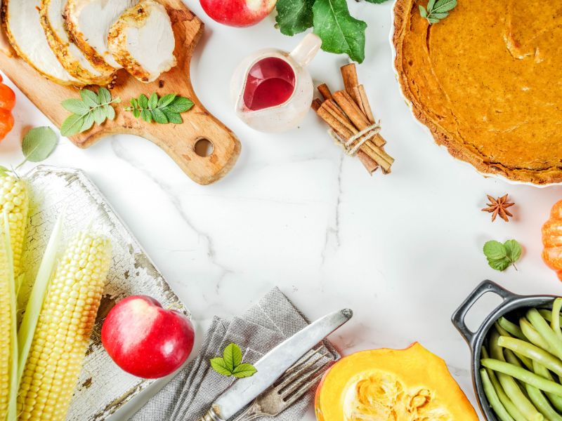 Holiday table with food