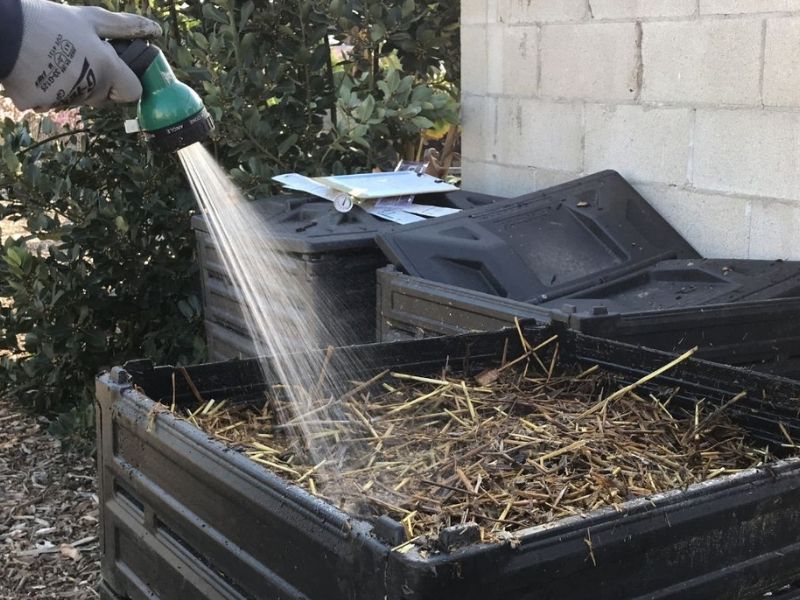 Watering compost pile rain water